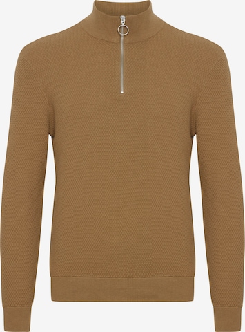 Casual Friday Stricktroyer 'Karlo' Structured Zipper Knit in Braun: predná strana