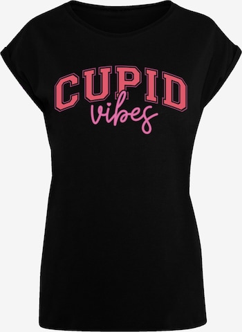 F4NT4STIC T-Shirt 'Cupid Vibes Valentinstag Amor' in Schwarz: Vorderseite