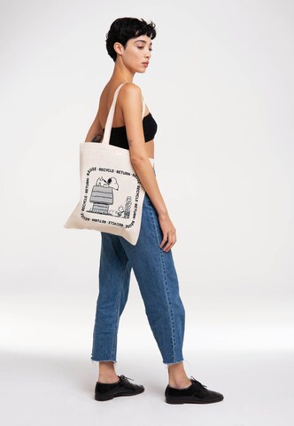 LOGOSHIRT Shopper 'Peanuts - Reuse, Recycle, Return' in Beige: voorkant