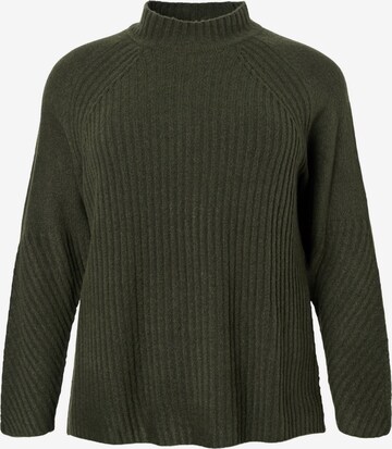 Zizzi - Jersey 'Mcomfy Rib' en verde: frente