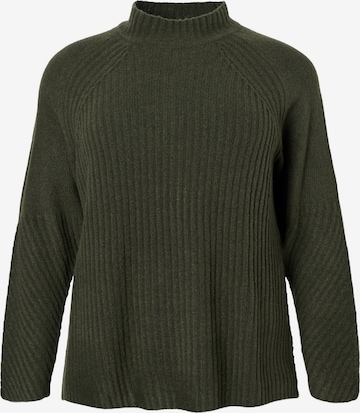 Zizzi Pullover 'Mcomfy Rib' i grøn: forside