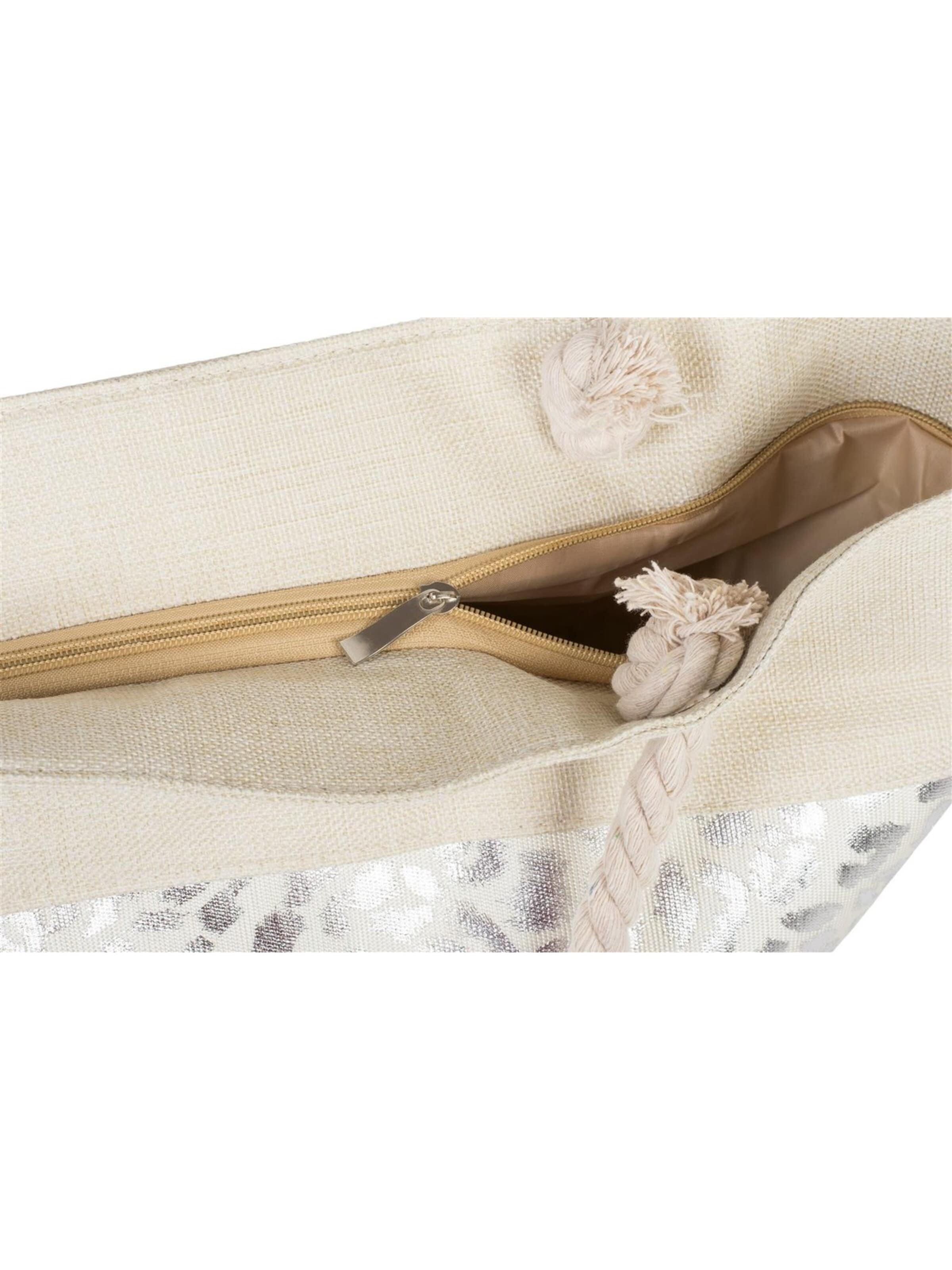 styleBREAKER Strandtasche 'Strandtasche mit metallic Leoparden Print'‌‌‌‌‌‌‌‌ in Beige