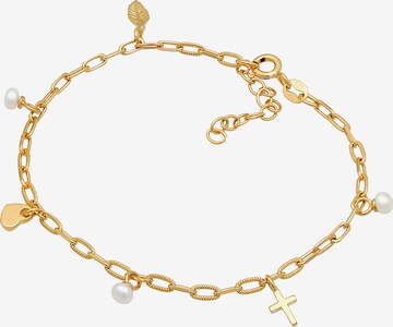 ELLI Armband Feder, Herz, Kreuz, Perle in Gold