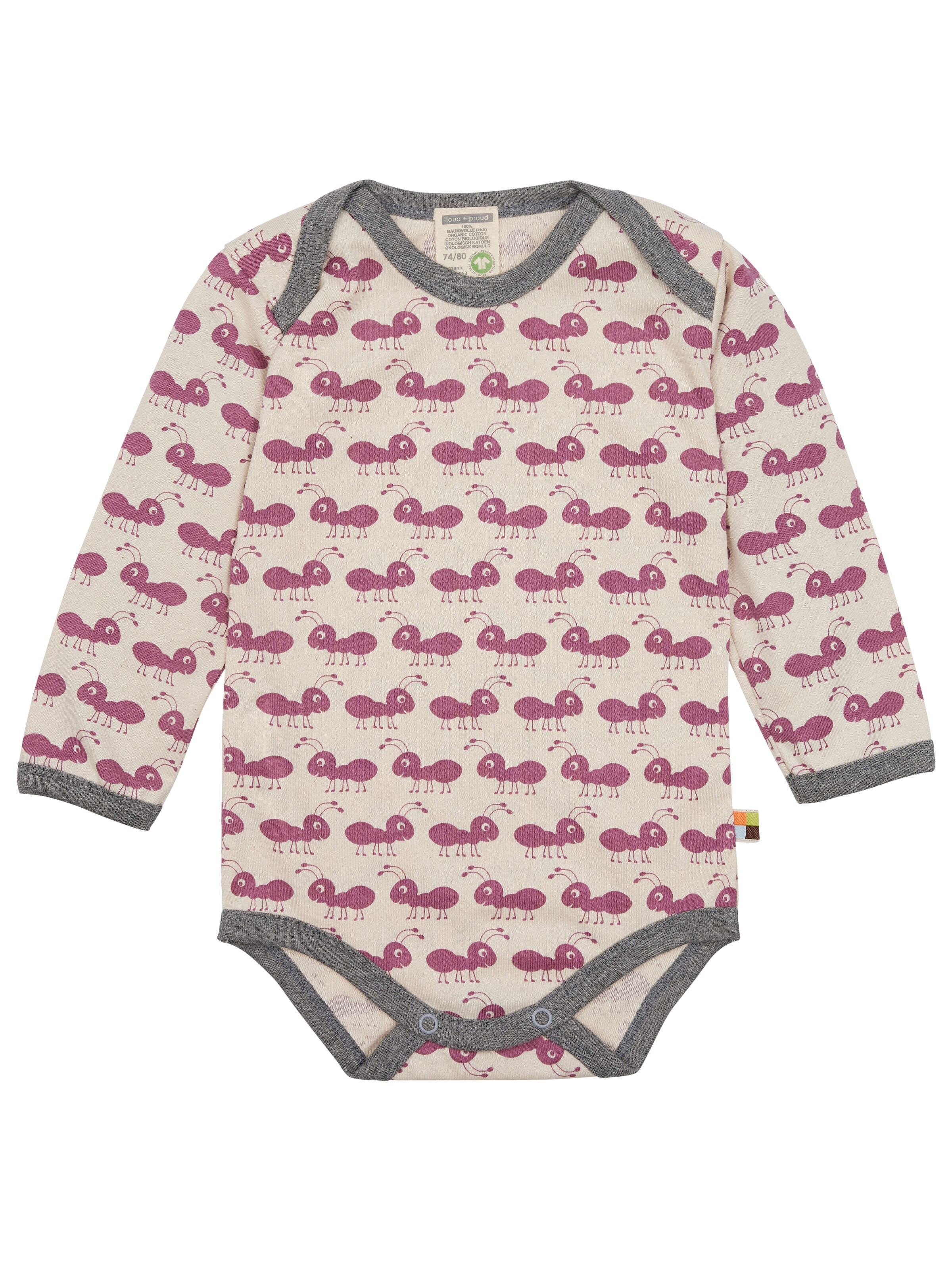 loud + proud Strampler/Body 'Ameisen'‌‌‌‌‌‌‌‌‌ in Lila: Vorderseite