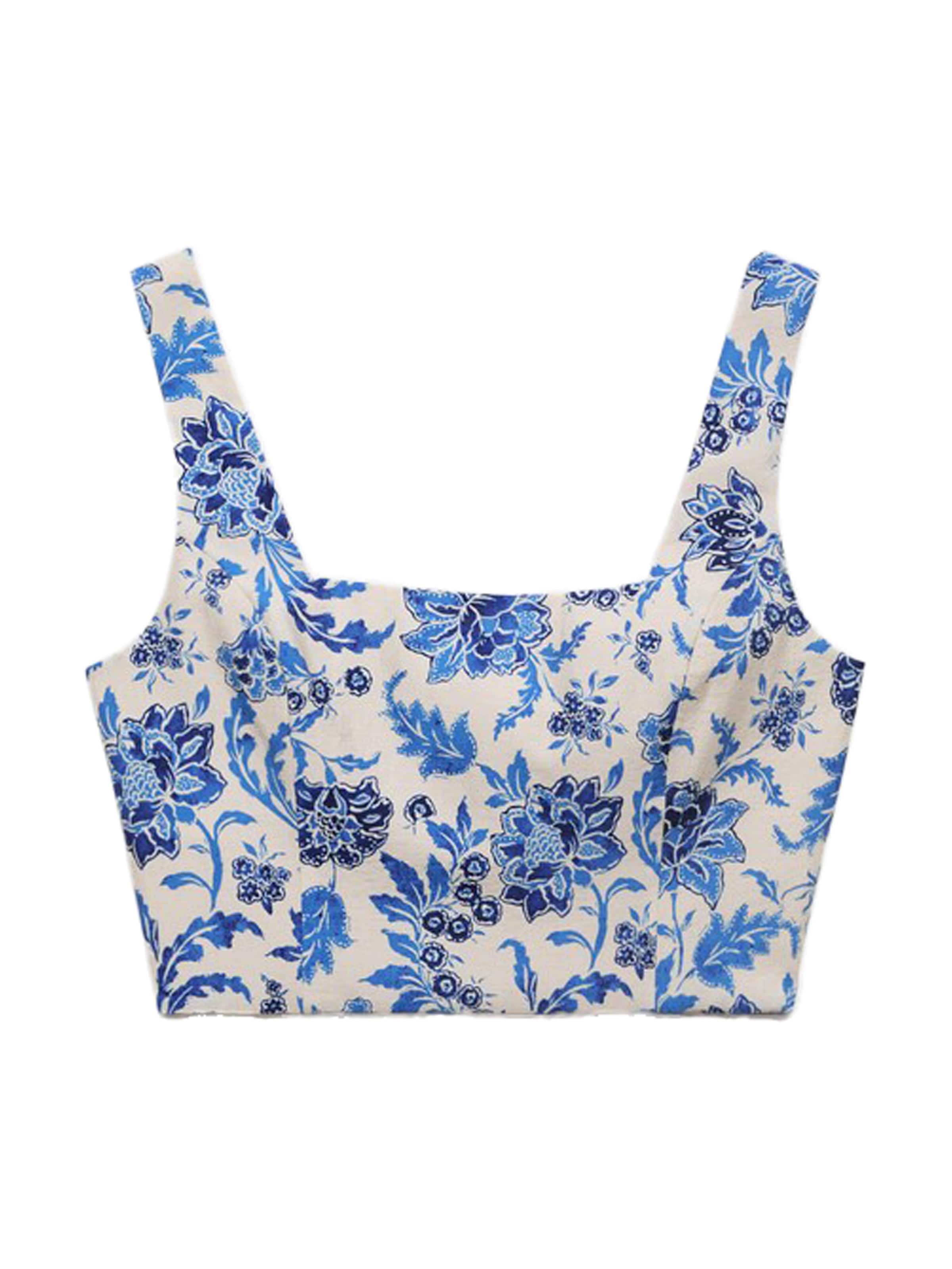 MANGO Top 'INDIGO' in Wit: voorkant