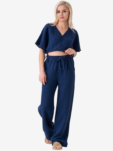 WENOR Wide Leg Hose 'Eleni' in Blau: Vorderseite
