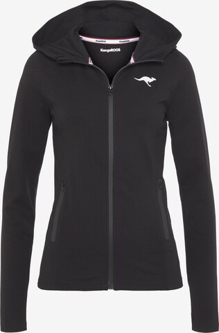 KangaROOS Athletic Zip-Up Hoodie in Black: front