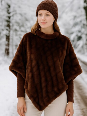 COLLEZIONE ALESSANDRO Cape 'Elegante' in Brown: front