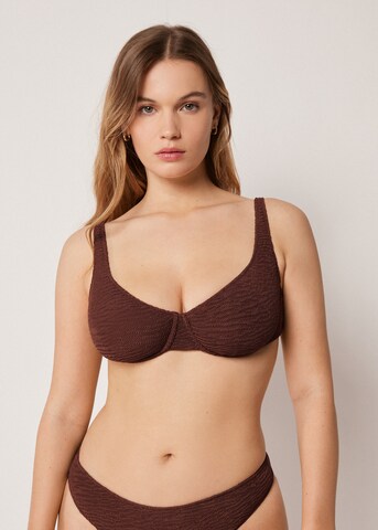 CALZEDONIA Balconette Bikinitop 'Crincle Waves' in Braun
