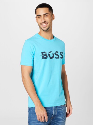 Tricou de la BOSS pe albastru: față