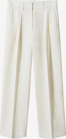 MANGO Wide leg Bandplooibroek 'Biel' in Wit: voorkant