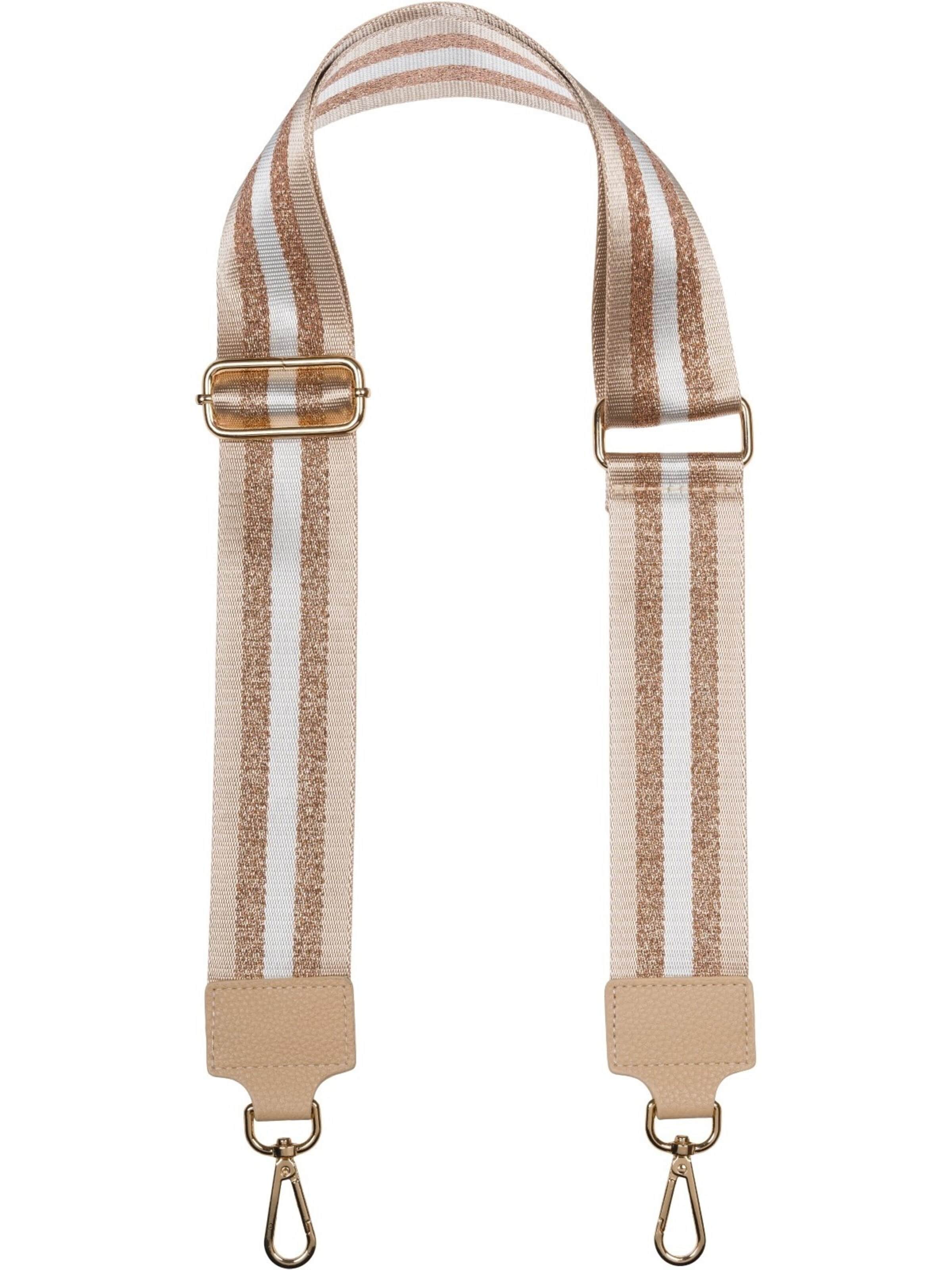 styleBREAKER Taschenzubehör 'Breiter Wechsel Taschengurt Metallic Streifen Muster'‌‌‌‌ in Beige: Vorderseite
