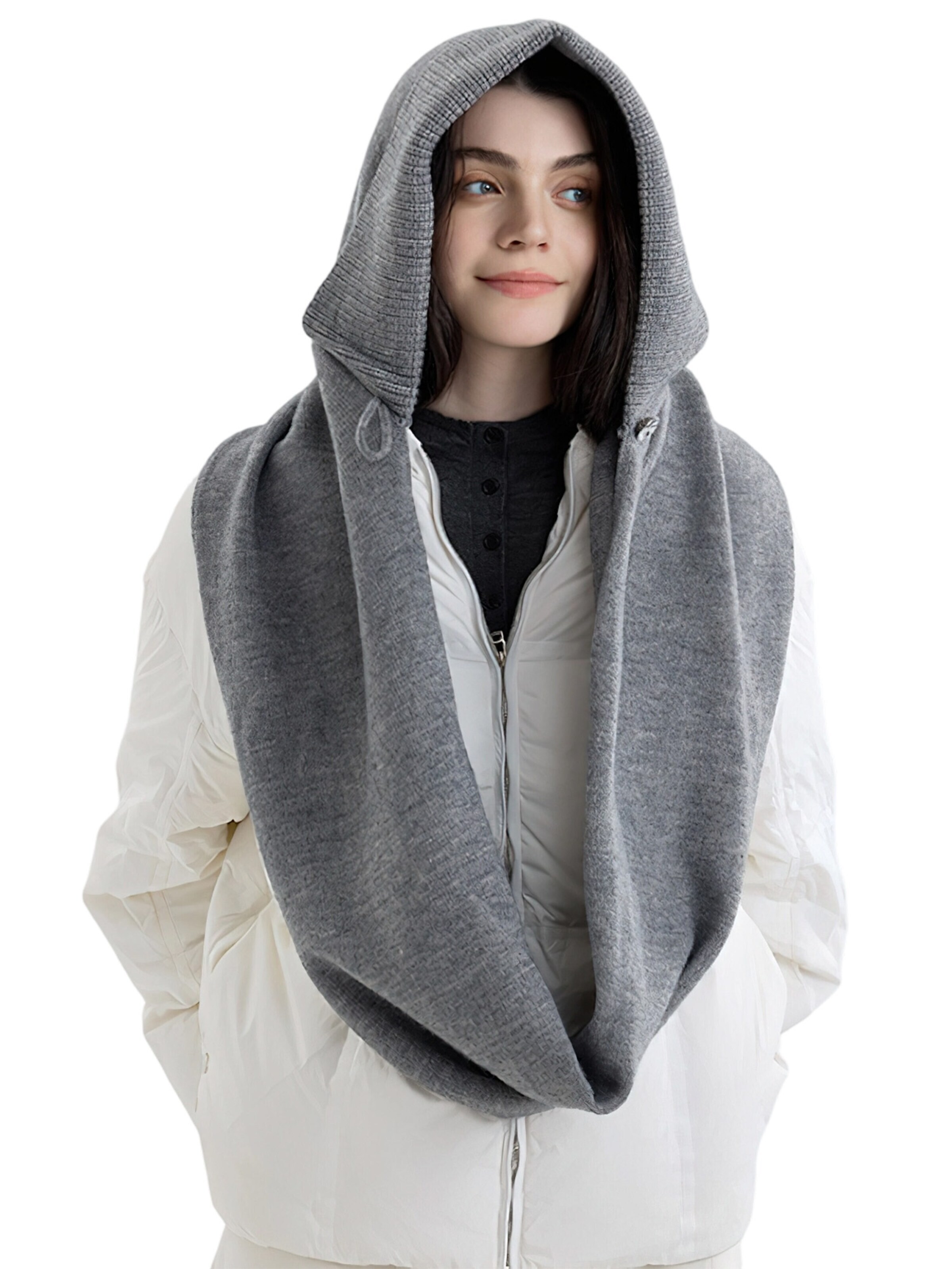 Magicshe Hat 'Strick Kapuzenschal Balaclava' in Grey: front