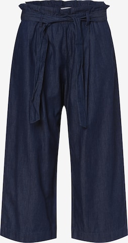 Marie Lund Wide leg Bandplooibroek in Blauw: voorkant