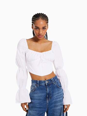 Bershka Blouse in White: front