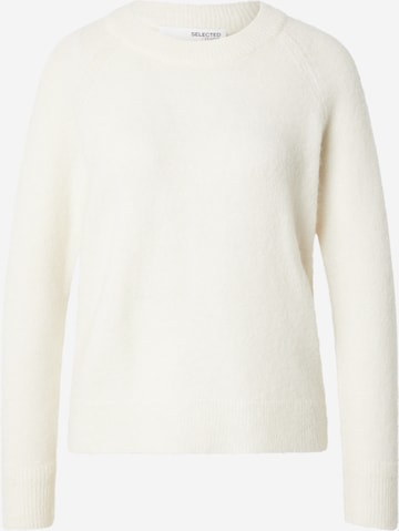 Pull-over 'SLFLULU' SELECTED en blanc : devant
