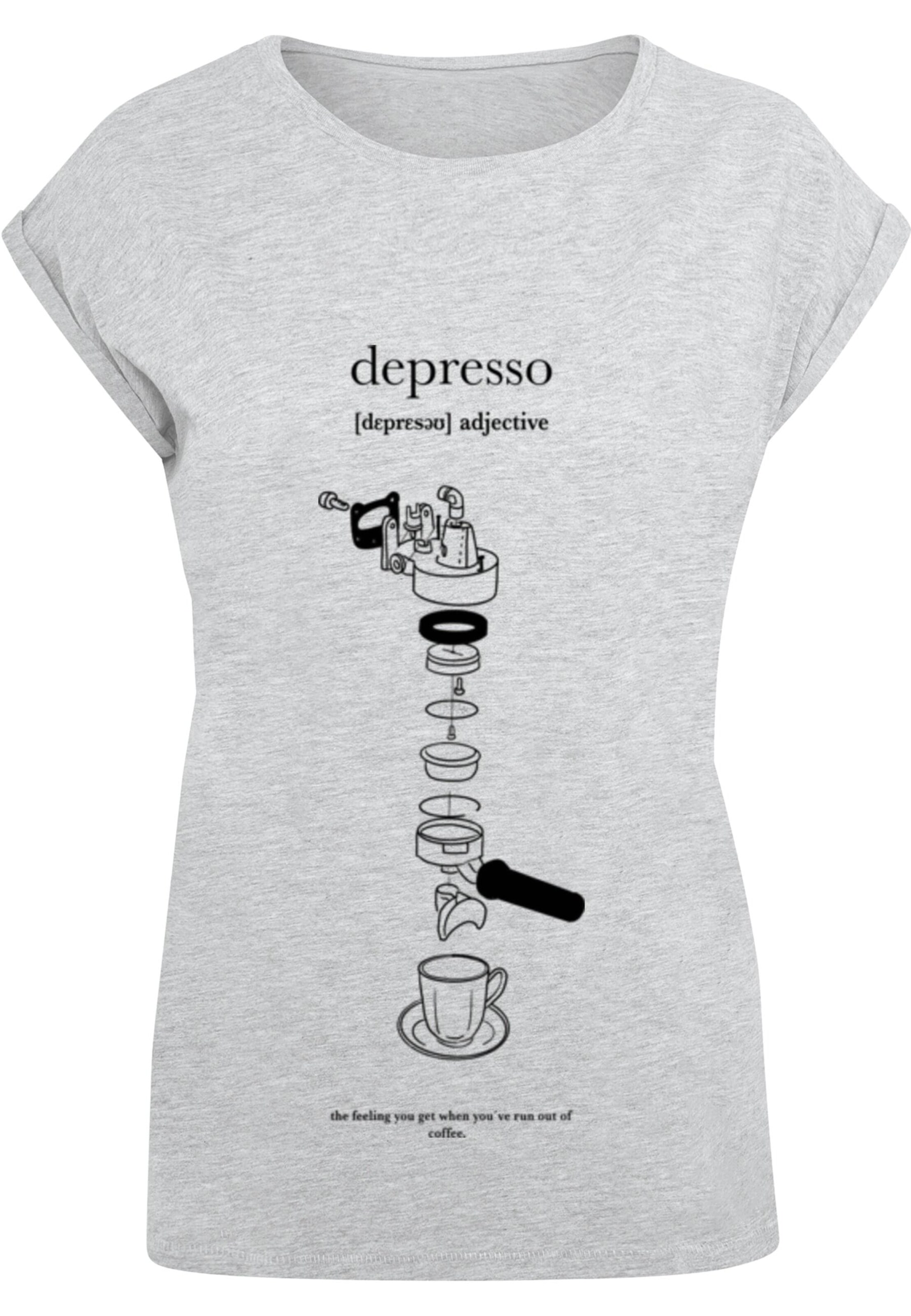 Mister Tee Shirt 'Depresso' in Grijs: voorkant