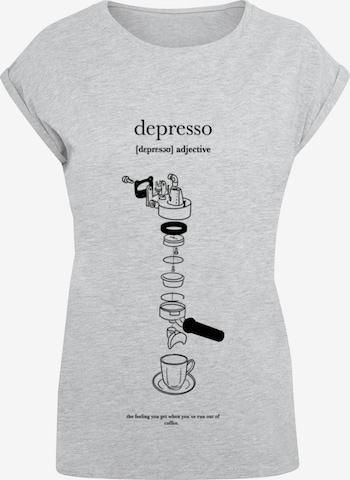 Mister Tee Shirt 'Depresso' in Grijs: voorkant