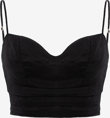 AVENUE N°29 - Blusa 'Silk Corset Top With Straps' en negro: frente