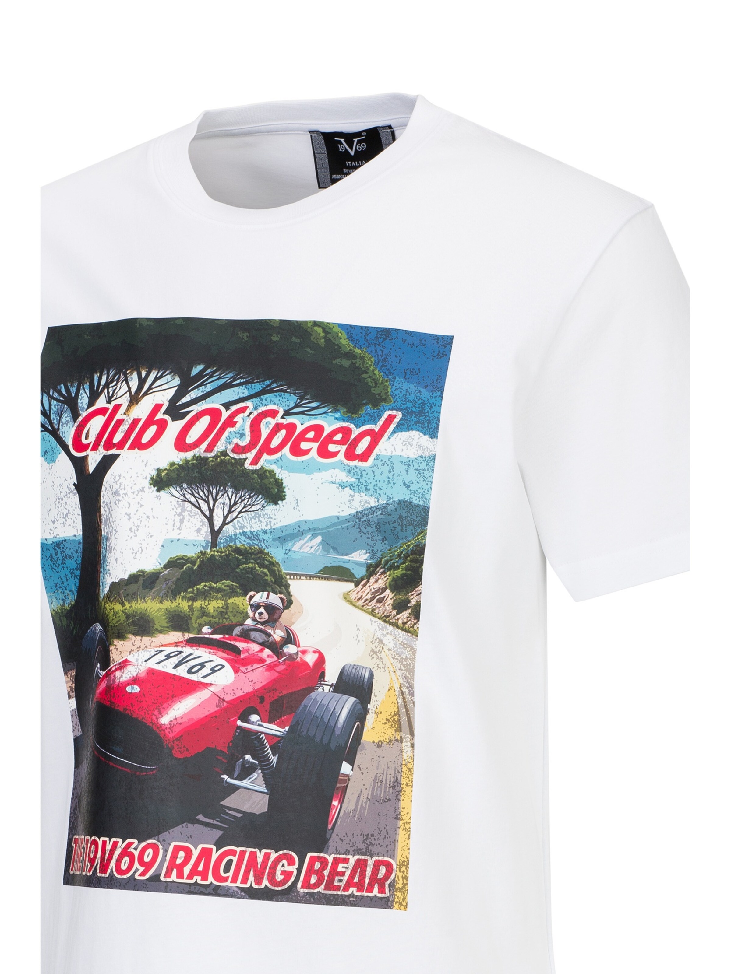 19V69 ITALIA Μπλουζάκι 'Rafael Racing 3' σε λευκό