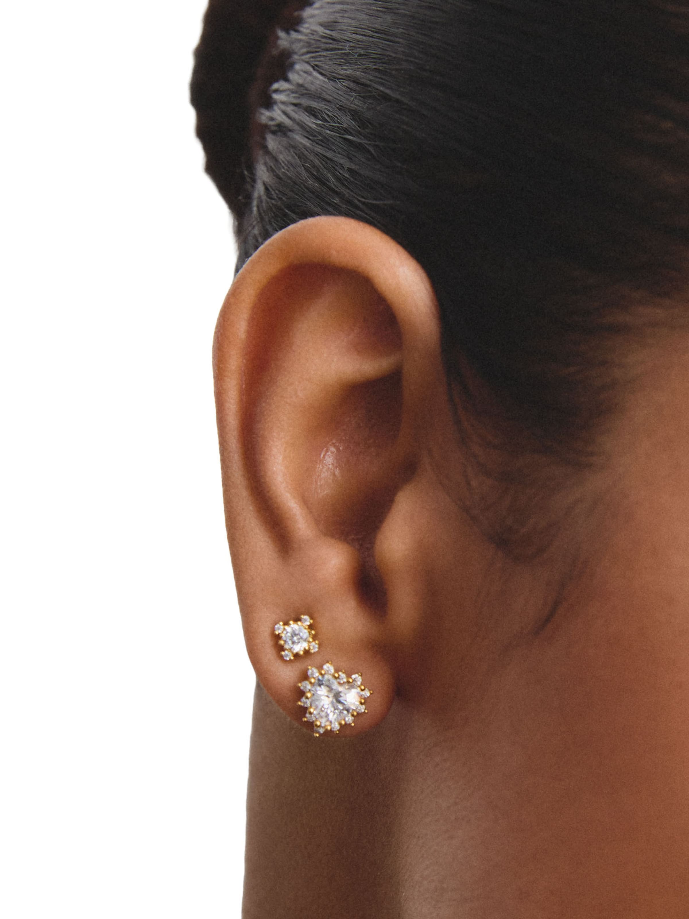 Thomas Sabo Ohrstecker mit weißem Zirkonia in Gelb: Vorderseite