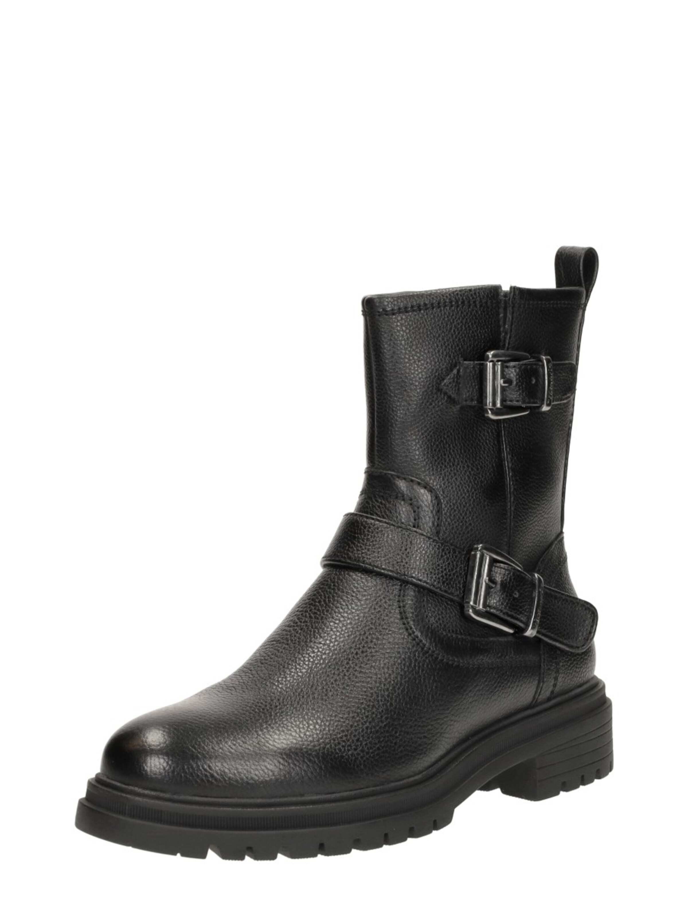 Tamaris Boots 'Enkellaarsjes Plat' in Zwart