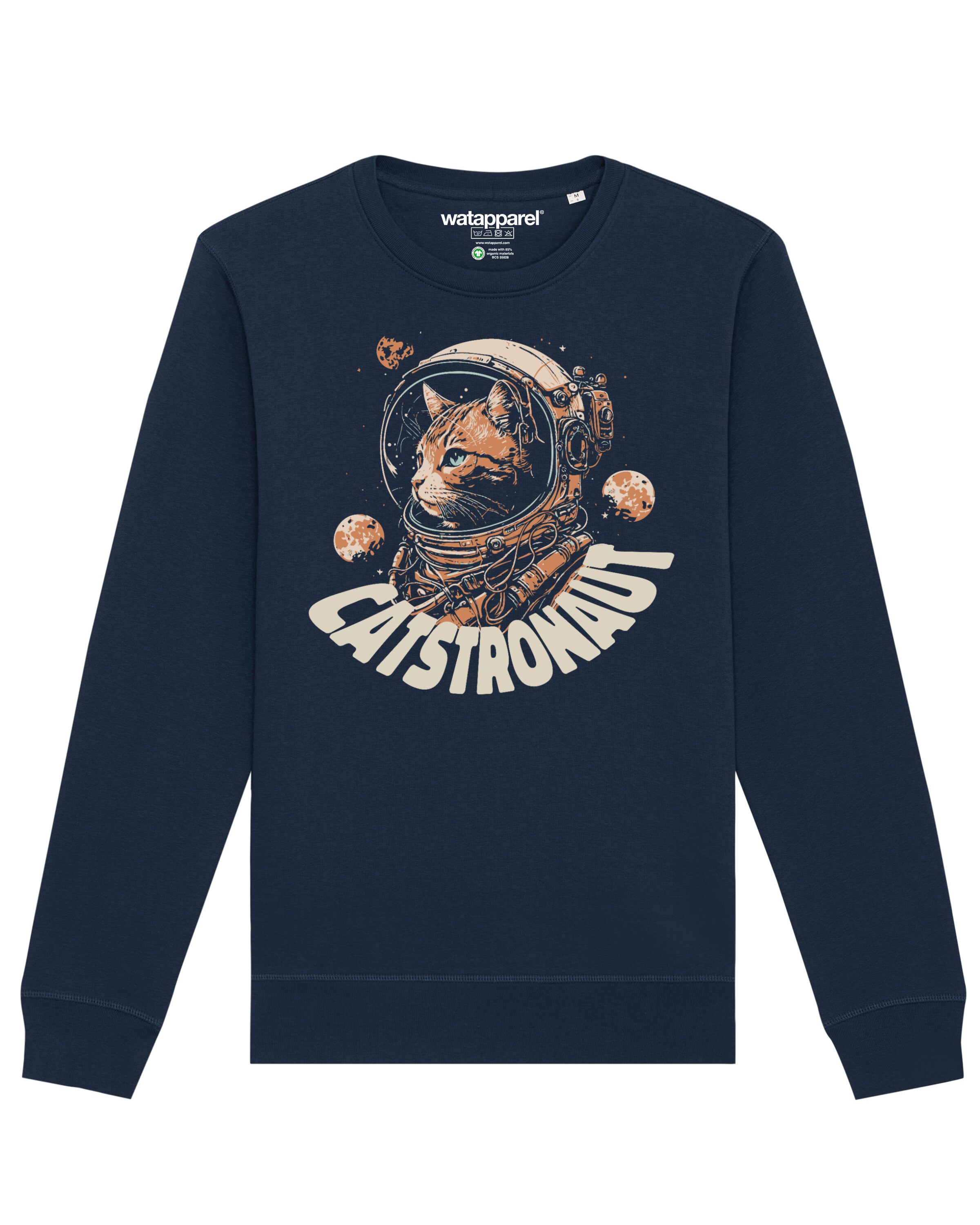 Watapparel Sweatshirt 'Catstronaut' in Blau: Vorderseite