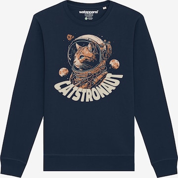 Watapparel Sweatshirt 'Catstronaut' in Blau: Vorderseite