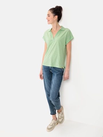 CAMEL ACTIVE T-Shirt mit Polokragen aus Organic Cotton in Grün