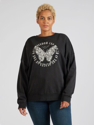 ONLY Carmakoma Sweatshirt 'LUCINDA' in Zwart: voorkant