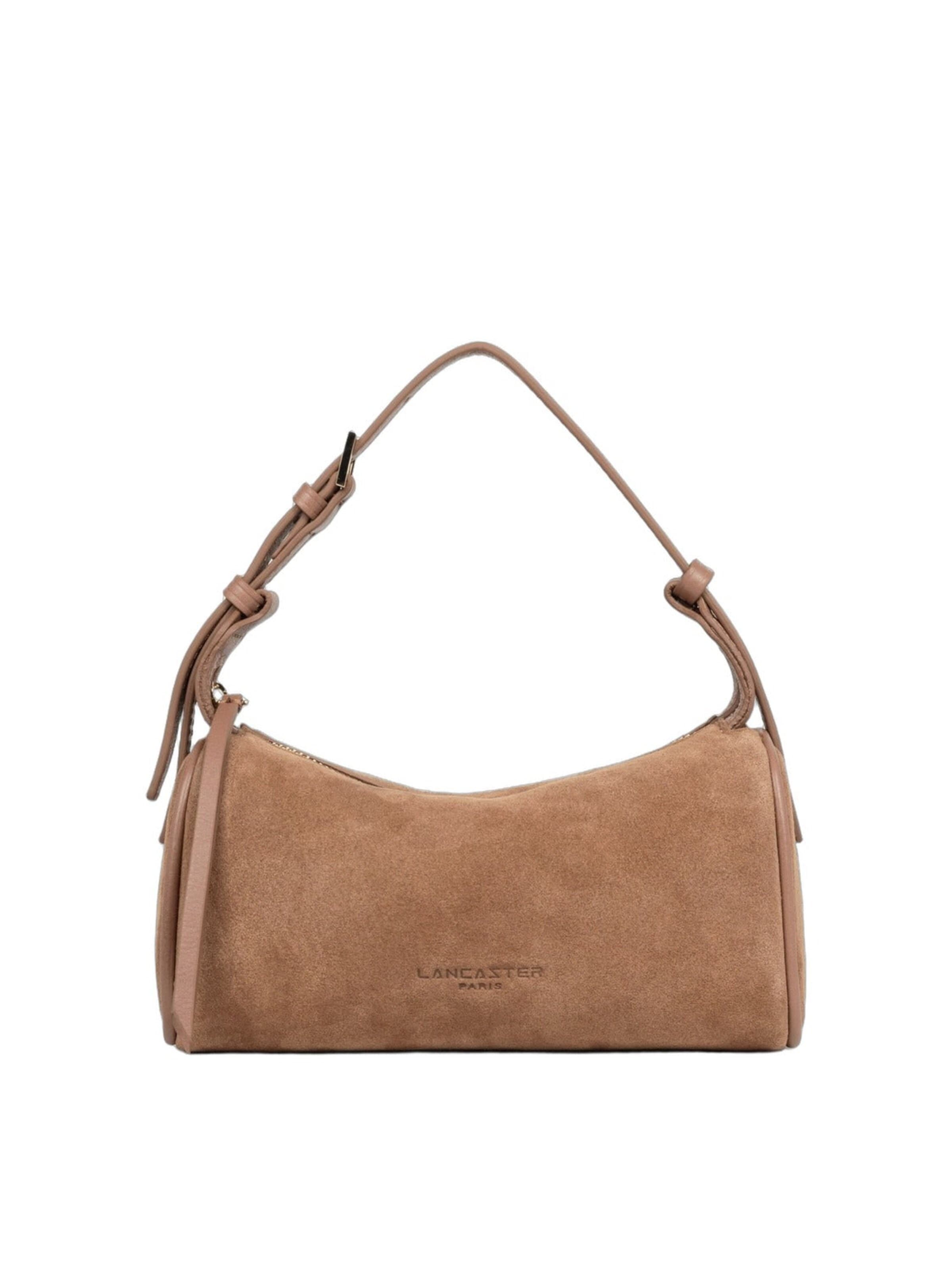 LANCASTER Paris Shoulder bag 'Lancaster Sac rectangle Zippé S Suède Camel' in Brown: front