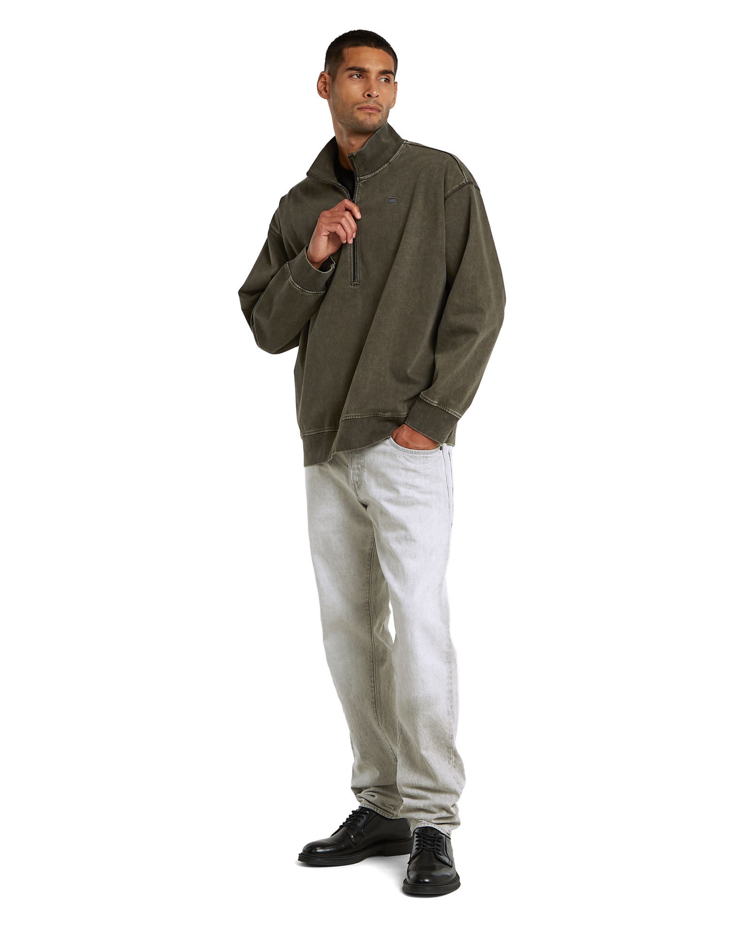 G-STAR Sweats-Sweater 'Washed HB Relaxed Half Zip ' in Grau