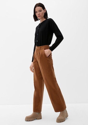 s.Oliver Wide leg Pleat-Front Pants in Brown