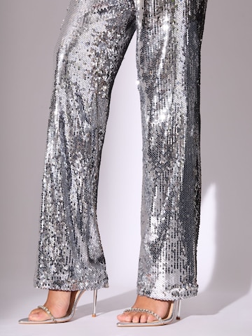 Lipsy Zvonové kalhoty Kalhoty – stříbrná
