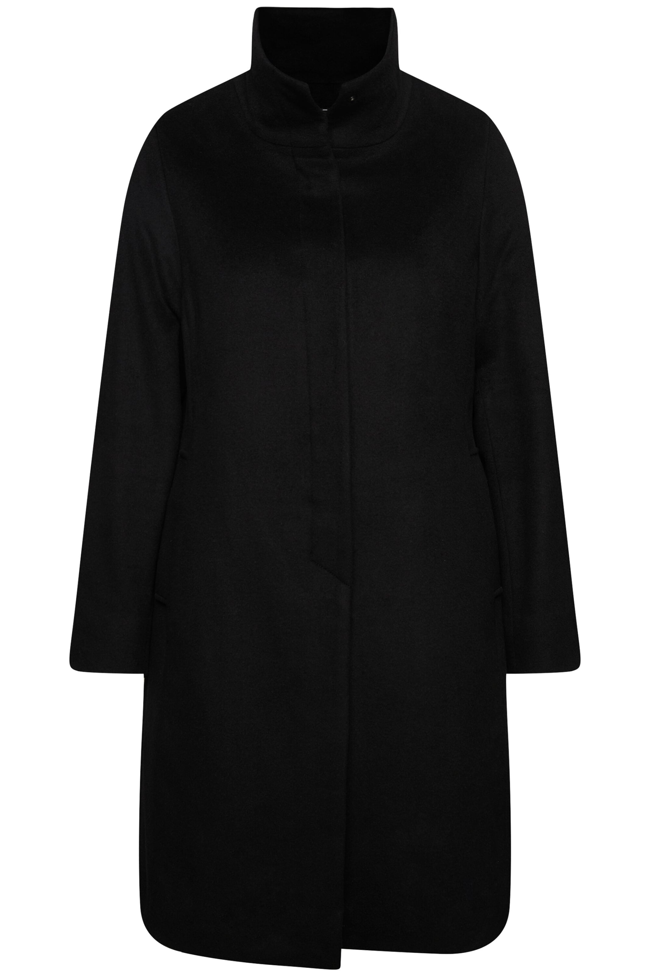 Ulla Popken Wintermantel in Zwart: voorkant