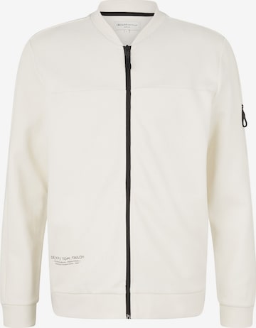 TOM TAILOR DENIM Sweat jacket in White: front