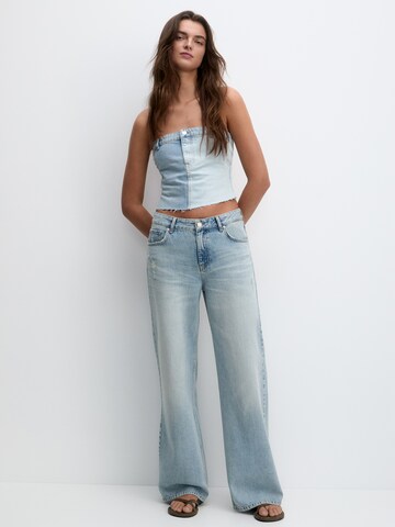 Pull&Bear Wide leg Jeans i blå