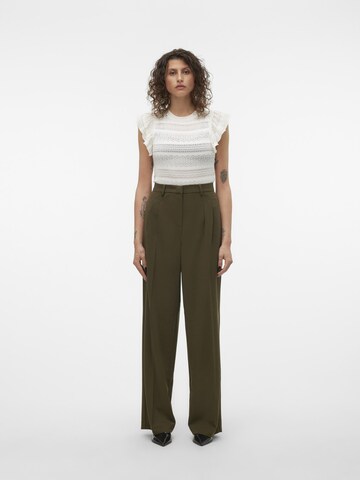 VERO MODA Wide Leg Bukser med lægfolder i grøn