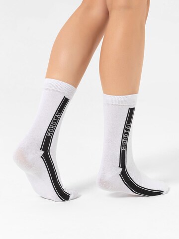 MOROTAI Sportssokker ' Stripe Long Socks ' i hvit