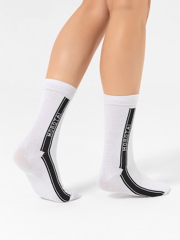 MOROTAI Athletic Socks ' Stripe Long Socks ' in White