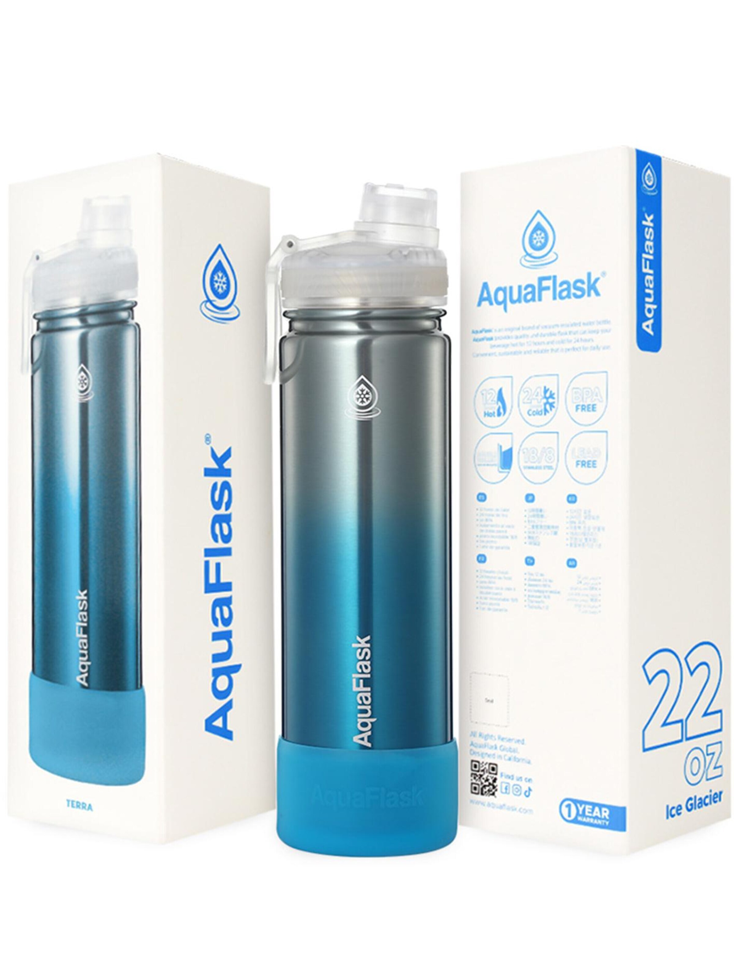AquaFlask Láhev na vodu 'AquaFlask Termoláhev TERRA  650 ml' – modrá