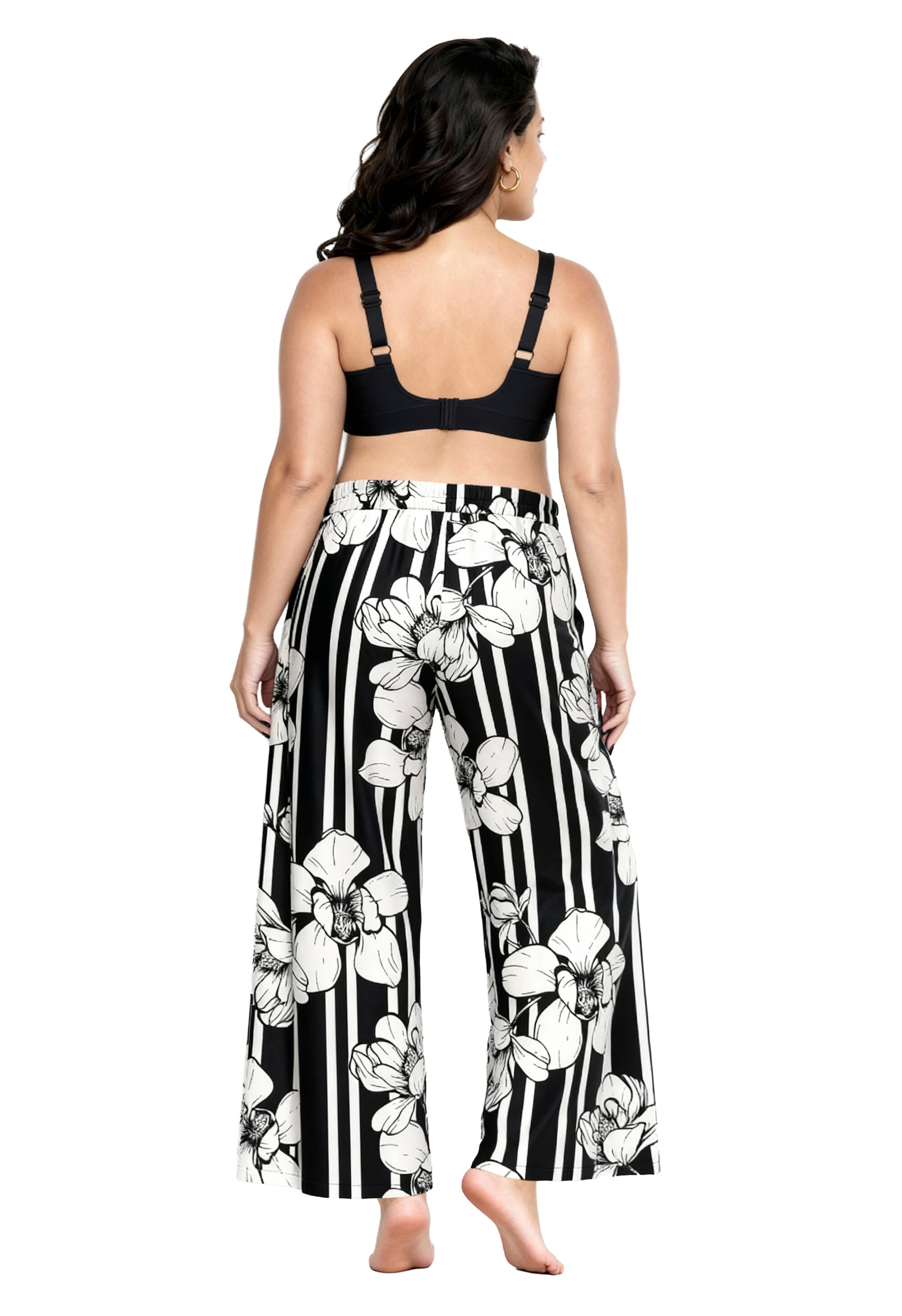 Ulla Popken Wide Leg Hose in Schwarz