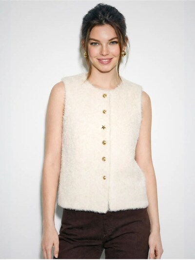 Bianco Lucci Gilet en L en blanc naturel, Vue avec produit