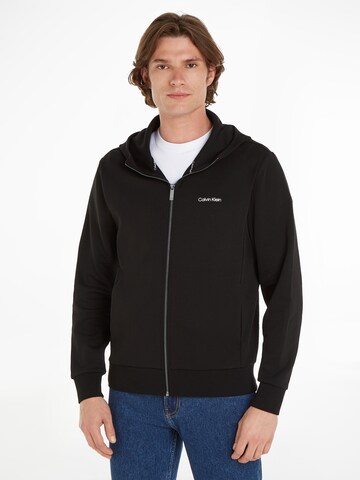 Calvin Klein Zip-Up Hoodie in Black: front