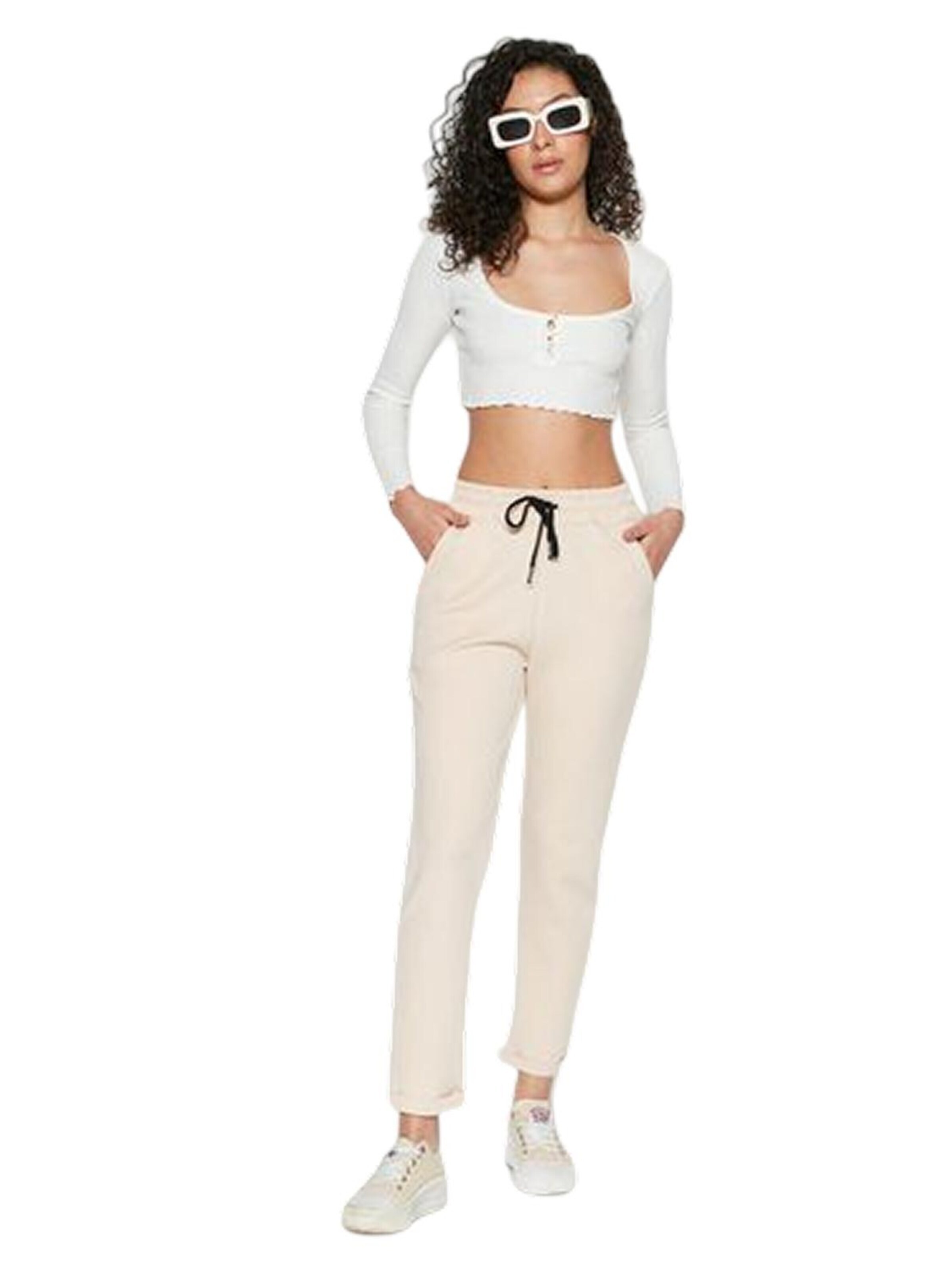 C&City Broek in Beige: voorkant