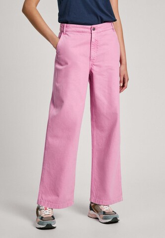 Pepe Jeans Wide leg Broek ' ANYA ' in Roze: voorkant
