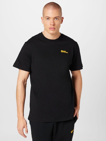 JACK WOLFSKINTehnička sportska majica 'ESSENTIAL' - crna boja: prednji dio