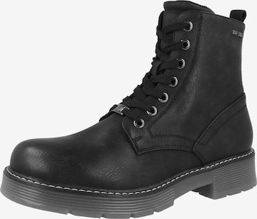 TOM TAILOR Lace-Up Ankle Boots in Black: front