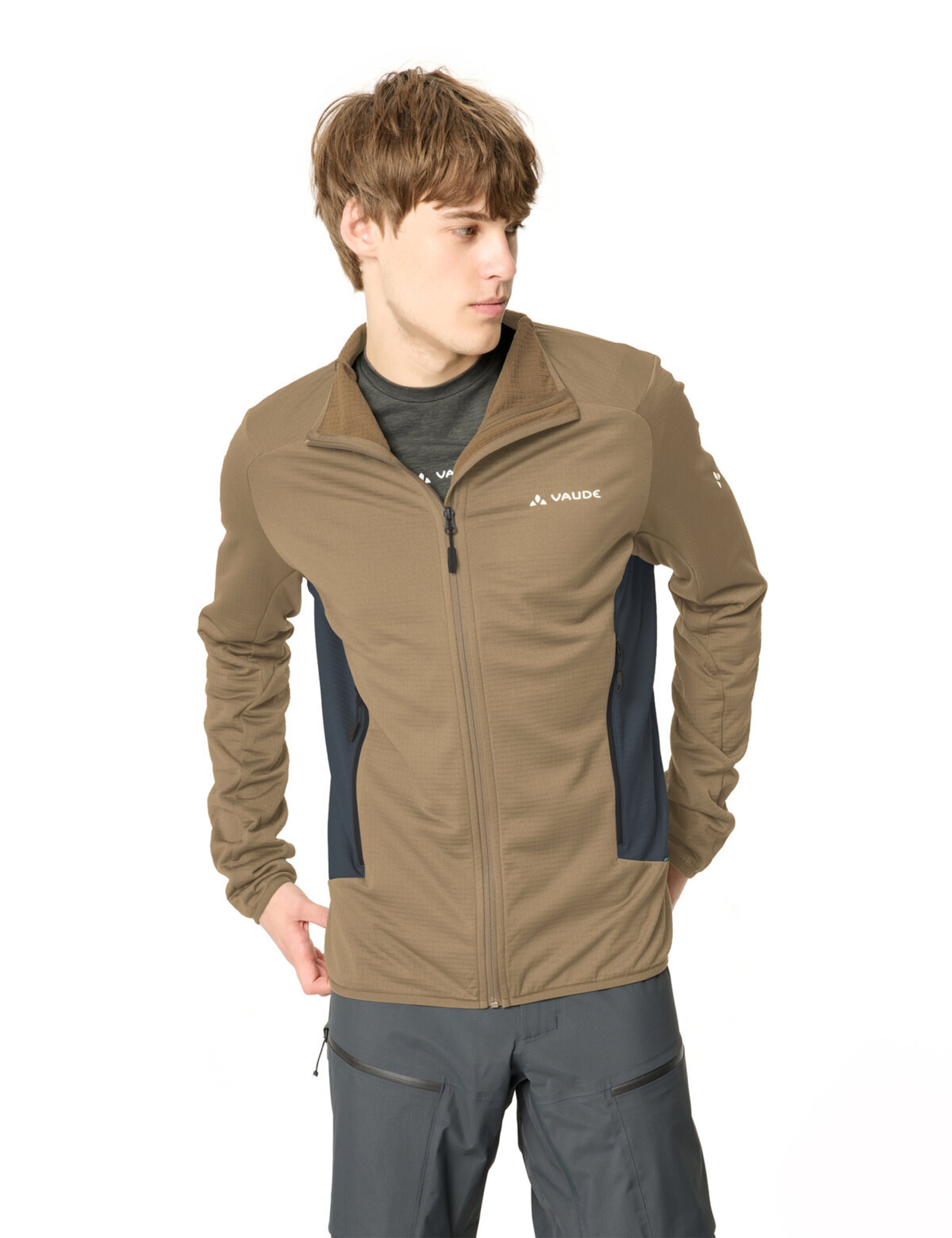 VAUDE Athletic fleece jacket 'Monviso II' in Beige