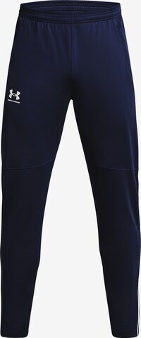 UNDER ARMOUR Skinny Workout Pants ' Pique Track ' in Blue: front